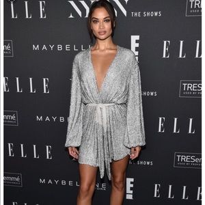 🪩• RETROFETE •🪩 Gabrielle Robe Wrap Dress • Silver - XS / S